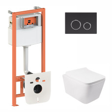Набор Q-tap инсталляция 3 в 1 Nest QT0133M425 с панелью смыва круглой QT0111M11V1146MB + унитаз с сиденьем Crow QT05335170W