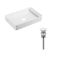 Комплект Qtap Tern: Раковина накладная прямоугольная 600x405x110 мм WHITE + Донный клапан PU02