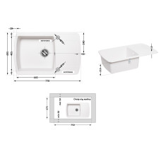 Кухонна мийка Lidz 770x490/200 WHI-01 (LIDZWHI01770490200)