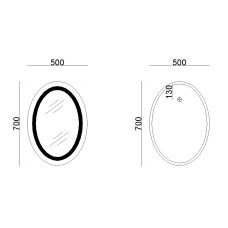 Зеркало Lidz Vida 700х500 с LED-подсветкой Touch, с антизапотеванием, с диммером, рег. яркости LD78LF5070