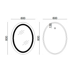 Зеркало Lidz Vida 800х600 с LED-подсветкой Touch, с антизапотеванием, с диммером, рег. яркости LD78LF6080