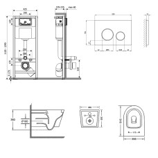 Набор Q-tap инсталляция 3 в 1 Nest QT0133M425 с панелью смыва круглой QT0111M11112CRM + унитаз с сиденьем Swan QT16335178W