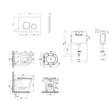 Комплект: Qtap Swan унитаз напольный Rimless QT16223178W + Nest комплект инсталляции 2в1 (круглая клавиша Chrome) QT0122490S4Q1 + QT0111M11112CRM