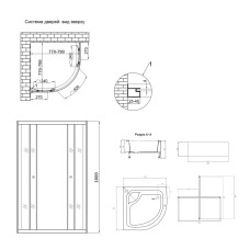 Набор Lidz душевая кабина Latwa SC80x80.SAT.HIGH.GR, стекло тонированное 4 мм + поддон с панелью Kupala