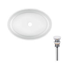 Комплект Qtap Kolibri: Раковина накладная овальная 500x360x140 мм White + Донный клапан PU02