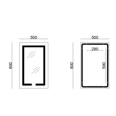 Зеркало Lidz Kubis 800х500 с LED-подсветкой Touch, с антизапотеванием, с диммером, рег. яркости LD78LF9365080