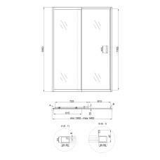 Душевая дверь в нишу Qtap Taurus CRM2013-14.C6 130-140x185 см, стекло Clear 6 мм, покрытие CalcLess