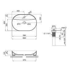 Комплект Qtap Scorpio: Раковина накладная овальная 610x400x120 мм White + Донный клапан PU02