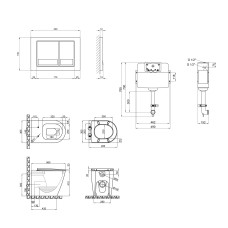 Комплект: Qtap Swan унитаз напольный Rimless QT16223178W + Nest комплект инсталляции 2в1 (квадратная клавиша Chrome) QT0122490S4Q1 + QT0111M06028CRM