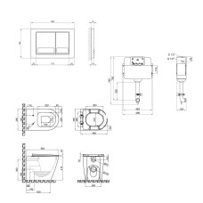Комплект: Qtap Swan унитаз напольный Rimless QT16223178W + Nest комплект инсталляции 2в1 (квадратная клавиша Satin) QT0122490S4Q1 + QT0111M06029SAT