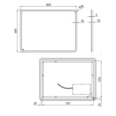 Зеркало Qtap Tern 600x800 с LED-подсветкой, Reverse QT177814276080W