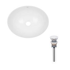 Комплект Qtap Dove: Раковина накладная овальная 410x335x145 мм White + Донный клапан PU02
