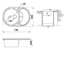 Мийка гранітна ARGO Tvist 770x495x200 Сахара