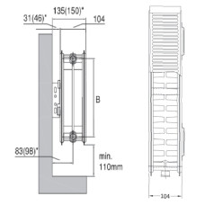 Радіатор сталевий ECA SMART 500x22x1200 бокове підключення