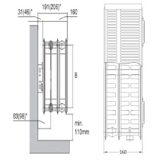 Радиатор стальной E.C.A. SMART 500x33x800 боковое подключение