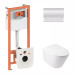 Набор Q-tap инсталляция 3 в 1 Nest QT0133M425 с панелью смыва квадратной QT0111M06028CRM + унитаз с сиденьем Swan QT16335178W