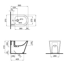 Биде напольное Q-tap Stork QT15443378W Биде напольное Q-tap Stork QT15443378W