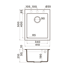 Мойка гранитная ARGO Gloru 410x495x190 Белая Мойка гранитная ARGO Gloru 410x495x190 Белая