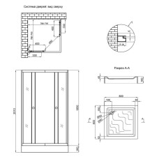 Душевая кабина Lidz Wawel SC80x80.SAT.LOW.FR, стекло Frost 4 мм с поддоном Mazur