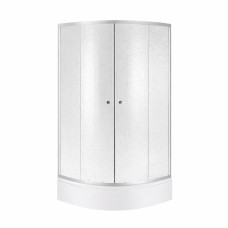 Душова кабіна Latwa SC90x90.SAT.MID.FR полукругла, скло Frost 4 мм + Душовий піддон KAPIELKA ST90x90x26, з панеллю Lidz