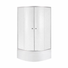 Душова кабіна Latwa SC90x90.SAT.HIGH.FR полукругла, скло Frost 4 мм + Душовий піддон KAPIELKA ST90x90x41, з панеллю Lidz