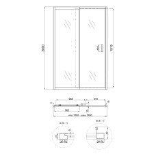 Душевая дверь в нишу Qtap Taurus CRM2012-13.C6 120-130x185 см, стекло Clear 6 мм, покрытие CalcLess