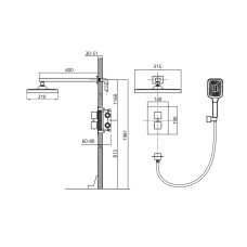 Термостатическая душевая система скрытого монтажа Qtap Aqauarius 65T103NGC