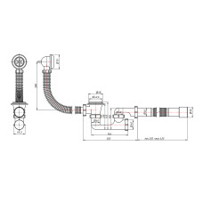 Сифон для ванны Lidz (WHI) 60 03 V002 02 с ревизией (выход 50 мм)
