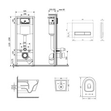 Комплект: Qtap Swan Ultra Quiet унітаз підвісний QT16335179W + Nest комплект інсталяції 4в1 (лінійна клавіша White) QT0133M425 + M08V1384W