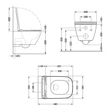 Унітаз підвісний Qtap Crow безобідковий з сідінням Soft-close QT05335171W