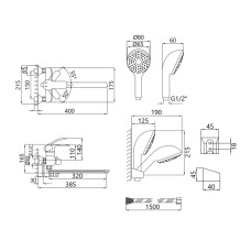 Смеситель для ванны Lidz Anny 005 с поворотным изливом (c душевым гарнитуром) (k40) LDANN005CRM35120 Chrome