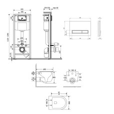 Комплект: Qtap Taurus Ultra Quiet унитаз подвесной QT2433084EUQW + Nest комплект инсталляции 4в1 (Клавиша линейная Satin) QT0133M425 + QT0111M08382SAT
