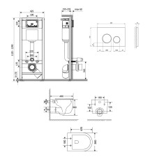Комплект: Qtap Taurus Ultra Quiet унитаз подвесной QT2433084EUQW + Nest комплект инсталляции 4в1 (Клавиша круглая Satin) QT0133M425 + QT0111M11111SAT