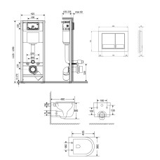 Комплект: Qtap Taurus Ultra Quiet унитаз подвесной QT2433084EUQW + Nest комплект инсталляции 4в1 (Клавиша квадратная Satin) QT0133M425+QT0111M06029SAT