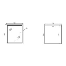 Зеркало Qtap Mideya 700х800 с LED-подсветкой Touch, с антизапотеванием, с часами, диммером, рег. яркости QT2078DCF7080W