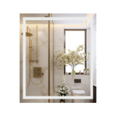 Зеркало Qtap Mideya 700х800 с LED-подсветкой Touch, с антизапотеванием, с часами, диммером, рег. яркости QT2078DCF7080W