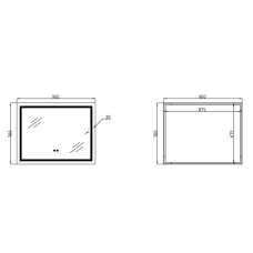Зеркало Qtap Mideya 900х700 с LED-подсветкой Touch, с антизапотеванием, с диммером, рег. яркости Reverse QT2078NCF9070W