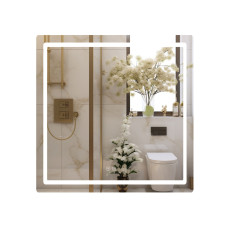 Зеркало Qtap Mideya 800x800 с LED-подсветкой Touch, с антизапотеванием, с часами, диммером, рег. яркости QT2078NCF8080W