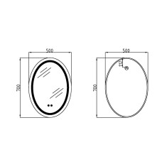 Зеркало Qtap Mideya 500х700 с LED-подсветкой Touch, с антизапотеванием, с часами, диммером, рег. яркости QT2078NCR5070W