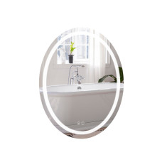 Зеркало Qtap Mideya 500х700 с LED-подсветкой Touch, с антизапотеванием, с часами, диммером, рег. яркости QT2078NCR5070W