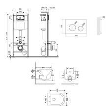 Комплект: Qtap Taurus Ultra Quiet унитаз подвесной QT2433084EUQW + Nest комплект инсталляции 4в1 (Клавиша круглая White) QT0133M425 + QT0111M11110W
