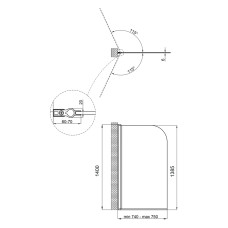 Штора на ванну Qtap Standard BLM407513APL скло Pear 6 мм, 75х140 см, ліва Штора на ванну Qtap Standard BLM407513APL скло Pear 6 мм, 75х140 см, ліва