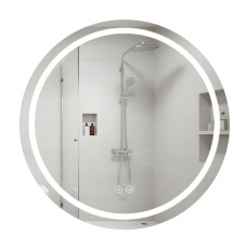Зеркало Qtap Mideya R800 с LED-подсветкой Touch, с антизапотеванием, с часами, диммером, рег. яркости QT2078NCR8080W