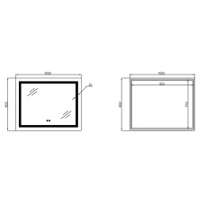 Зеркало Lidz Kubis 1000х800 с LED-подсветкой Touch, с антизапотеванием, с диммером, рег. яркости LD78LF61410080