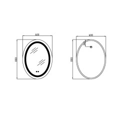 Зеркало Lidz Vida 800х600 с LED-подсветкой Touch, с антизапотеванием, с диммером, рег. яркости LD78LF6080