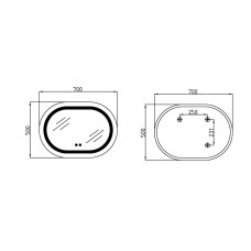Зеркало Qtap Gemini 500х700 с LED-подсветкой Touch, с антизапотеванием, с диммером, рег. темп. цвета (3000-6500K) Reverse QT2578R5070
