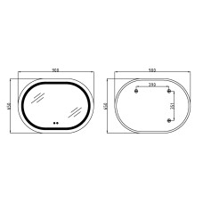 Зеркало Qtap Gemini 650х900 с LED-подсветкой Touch, с антизапотеванием, с диммером, рег. темп. цвета (3000-6500K) Reverse QT2578R6590