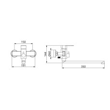 Смеситель для ванны Lidz Luna 005 (c душевым гарнитуром) (k35) LDLUN005NKS46093 Nickel