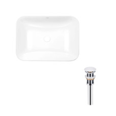 Комплект Qtap Scorpio: Раковина врізна прамокутна 615х390х150 мм White + Донний клапан PU02