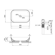 Комплект Qtap Robin: Раковина накладная прямоугольная 610x400x145 мм White + Донный клапан PU02